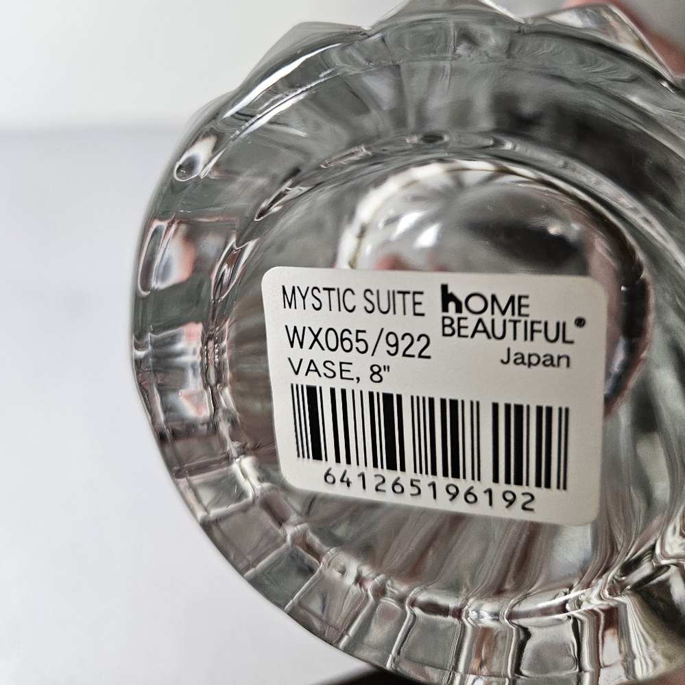 Vintage Mikasa Mystic Suite Heavy Clear Glass Vase 8" Japan - Picture 4 of 6